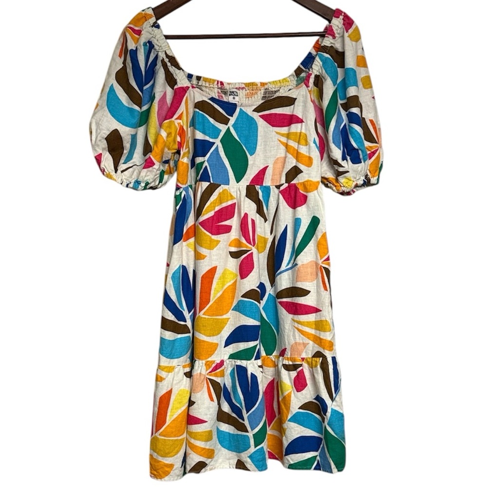 Tabitha Brown x Target Dress Medium Mini Empire Waist Smocked Back Linen Blend